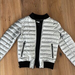 Silver Quilted Bomber Jacket - Women's